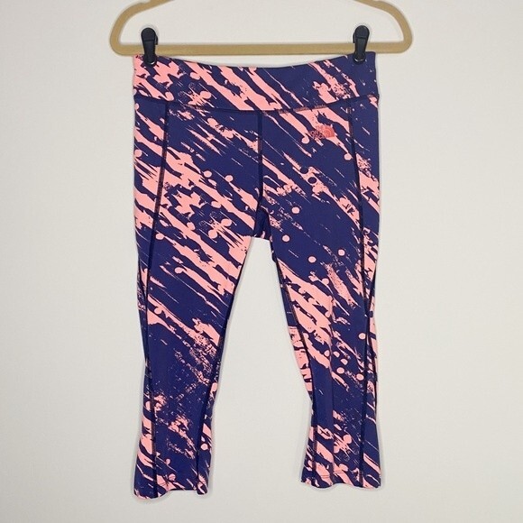 The North Face Pink and Blue Capri Athletic Workout Yoga Leggings Size Medium - Picture 1 of 10
